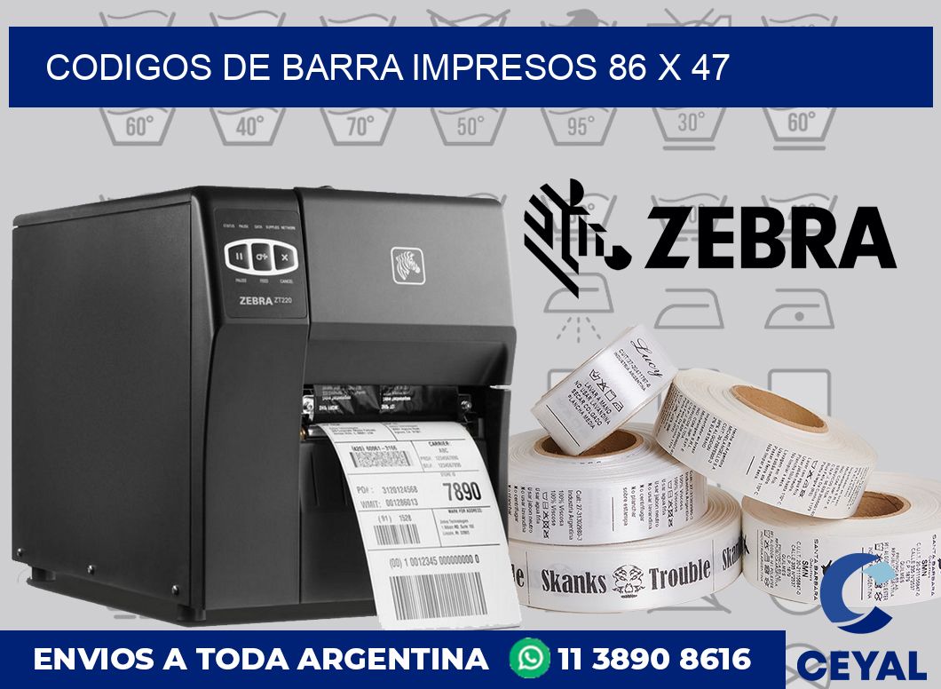 Codigos de barra impresos 86 x 47