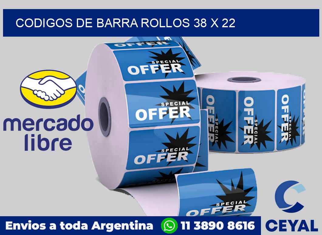 Codigos de barra rollos 38 x 22