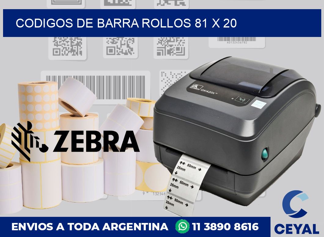 Codigos de barra rollos 81 x 20