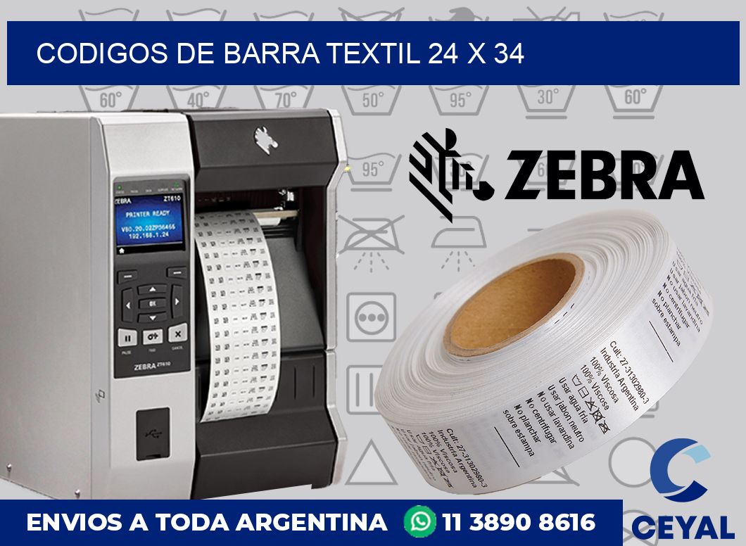 Codigos de barra textil 24 x 34