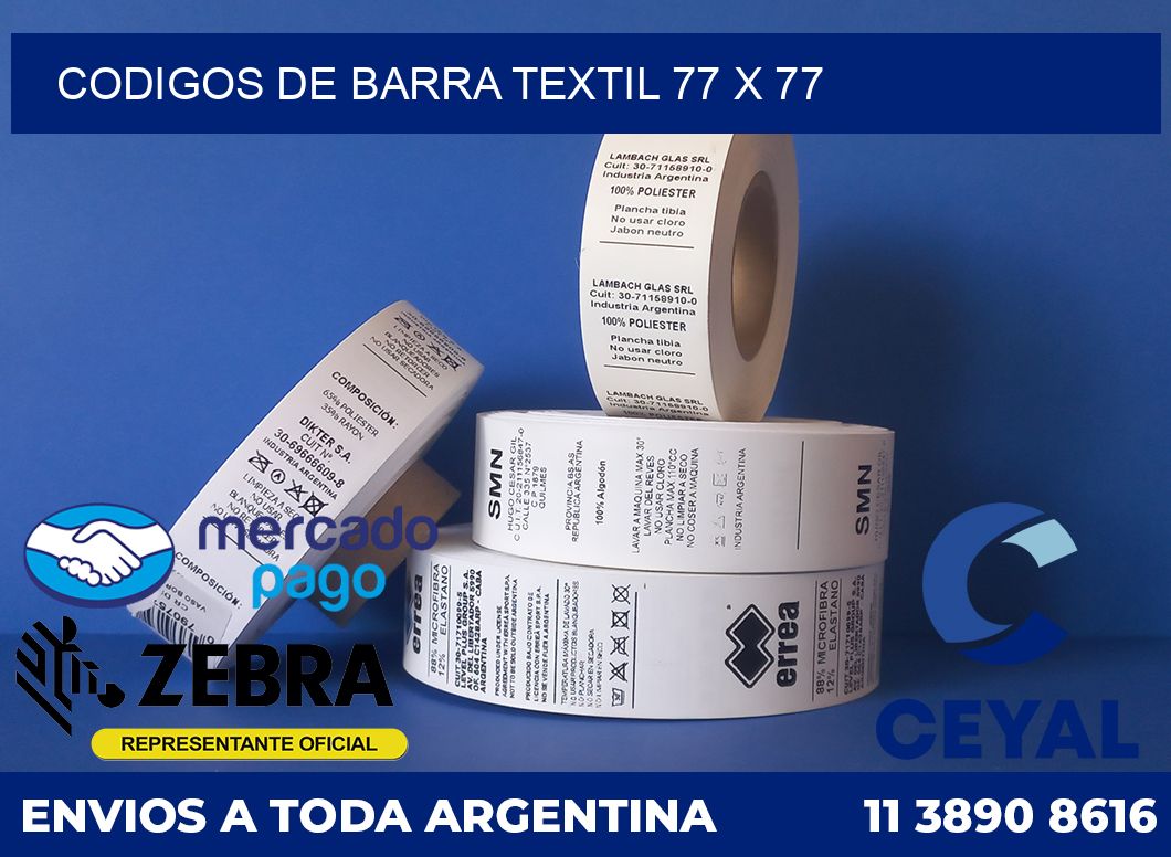 Codigos de barra textil 77 x 77