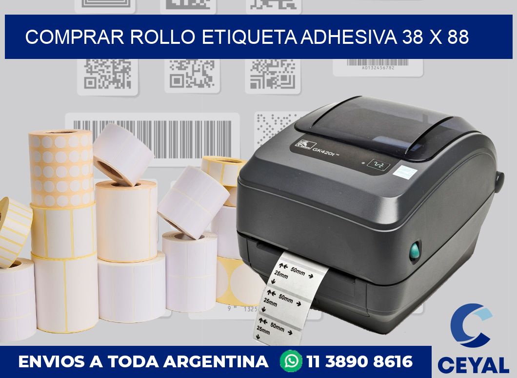 Comprar rollo etiqueta adhesiva 38 x 88