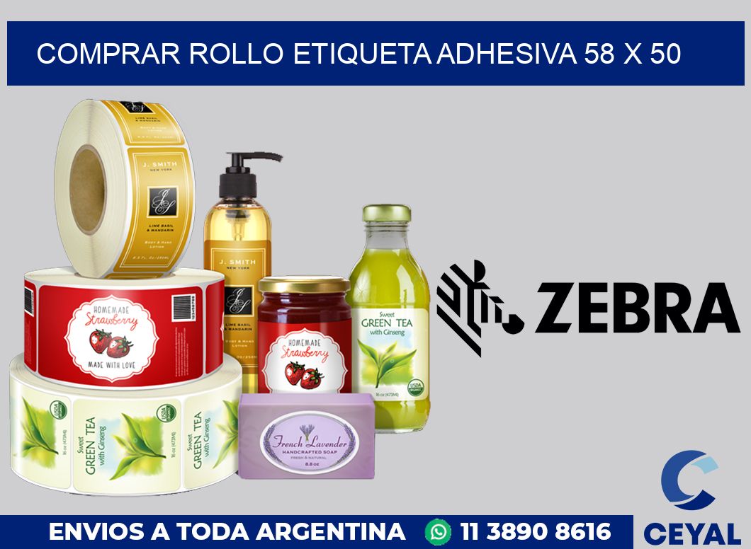 Comprar rollo etiqueta adhesiva 58 x 50