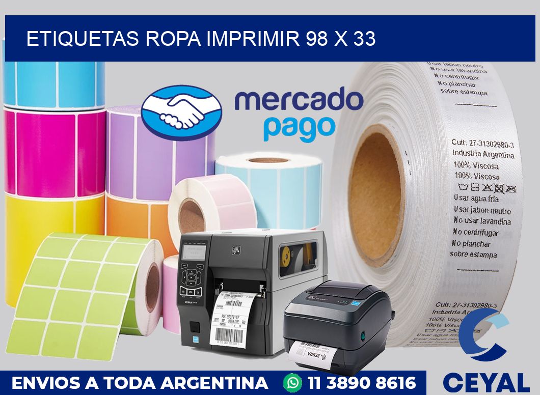 Etiquetas ropa imprimir 98 x 33