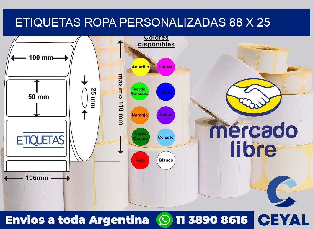 Etiquetas ropa personalizadas 88 x 25