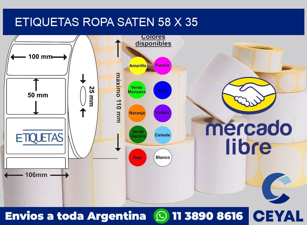 Etiquetas ropa saten 58 x 35