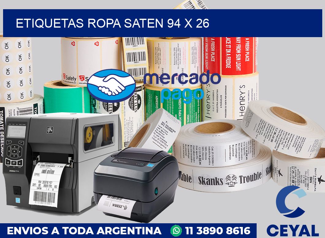 Etiquetas ropa saten 94 x 26