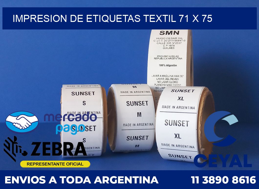 Impresion de etiquetas textil 71 x 75