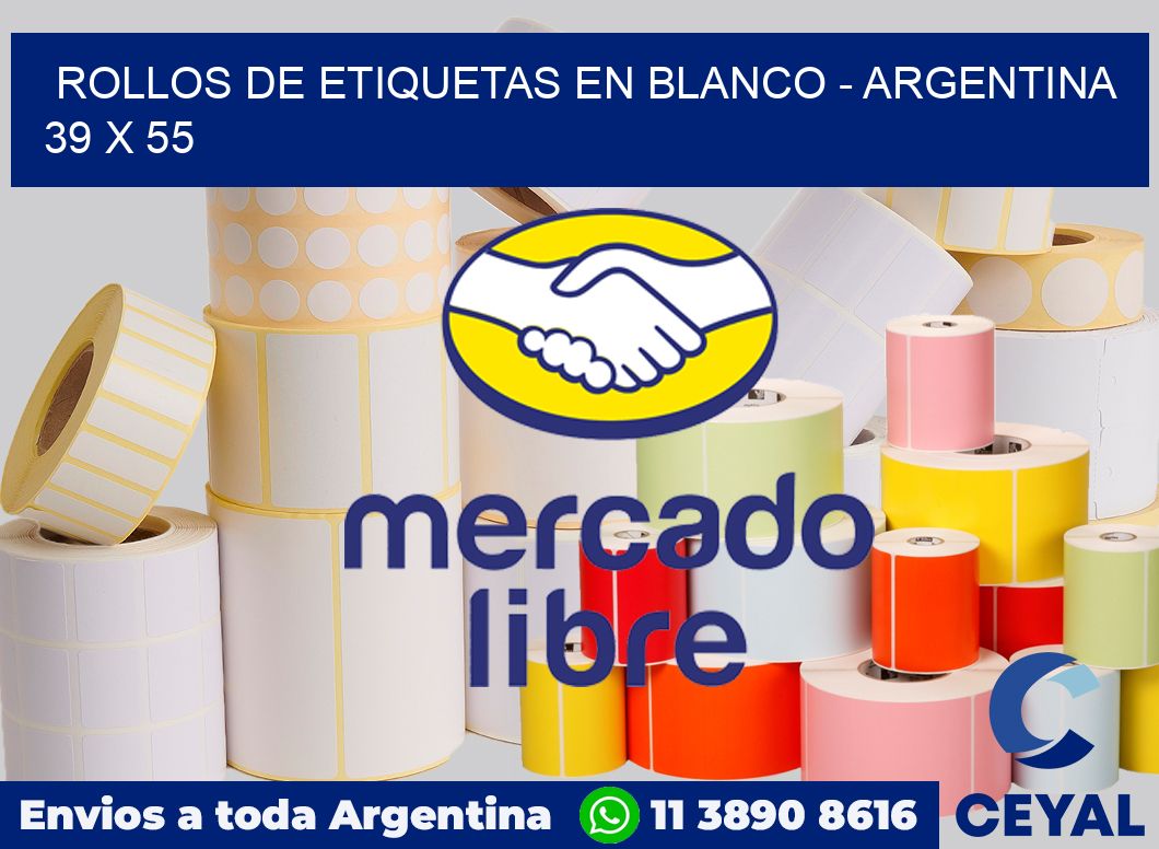 Rollos de etiquetas en blanco – Argentina 39 x 55