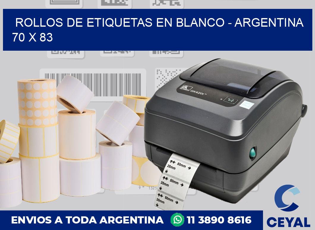 Rollos de etiquetas en blanco – Argentina 70 x 83