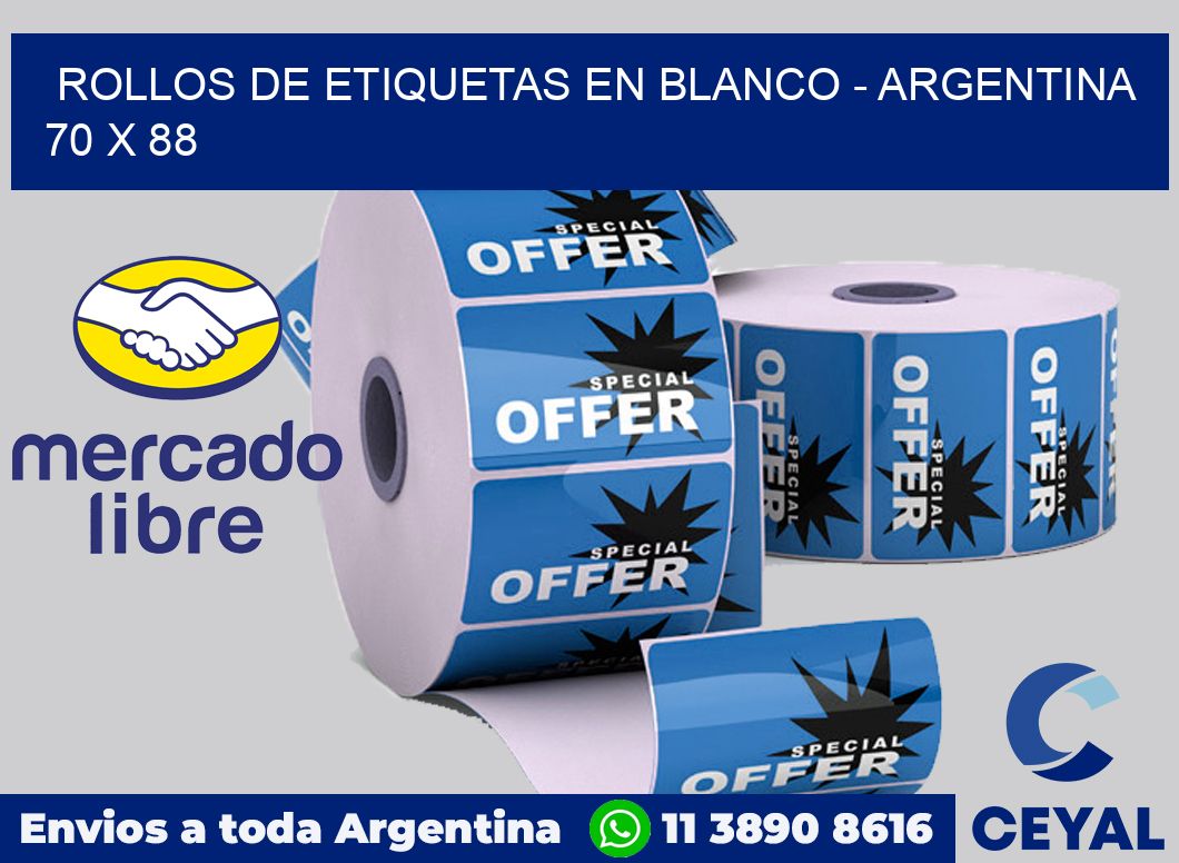 Rollos de etiquetas en blanco - Argentina 70 x 88