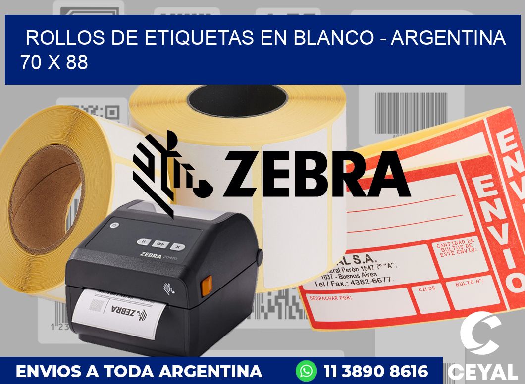 Rollos de etiquetas en blanco - Argentina 70 x 88