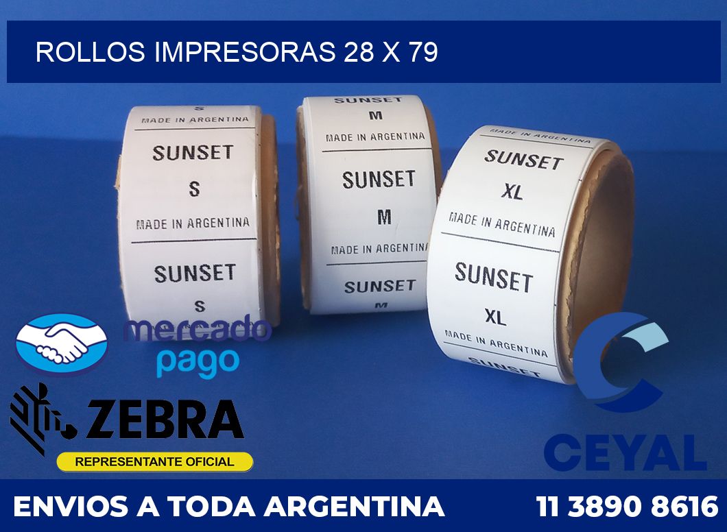 Rollos impresoras 28 x 79