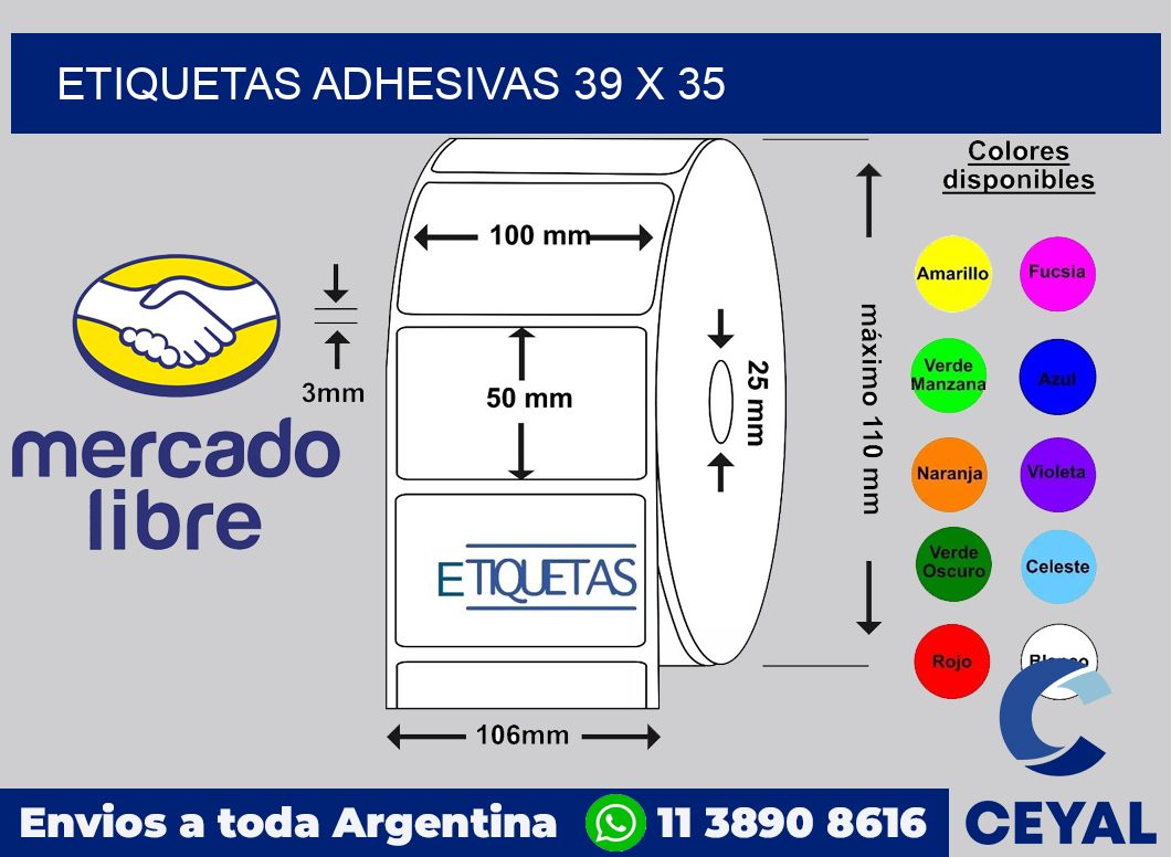 etiquetas adhesivas 39 x 35