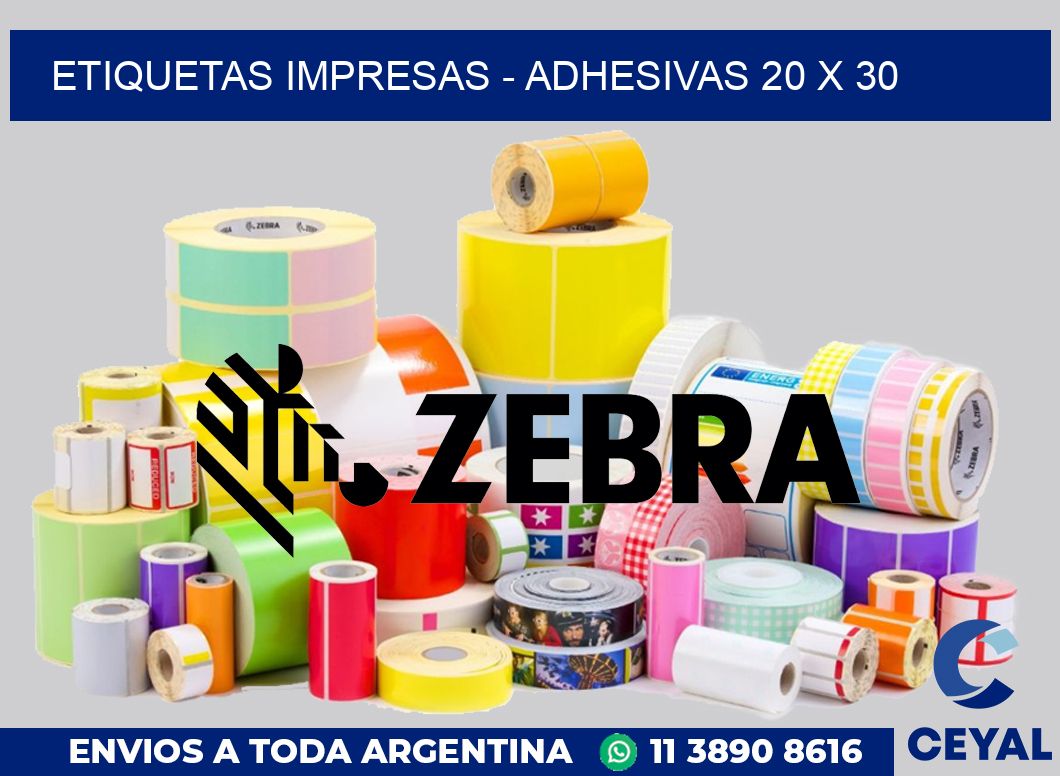 etiquetas impresas - Adhesivas 20 x 30