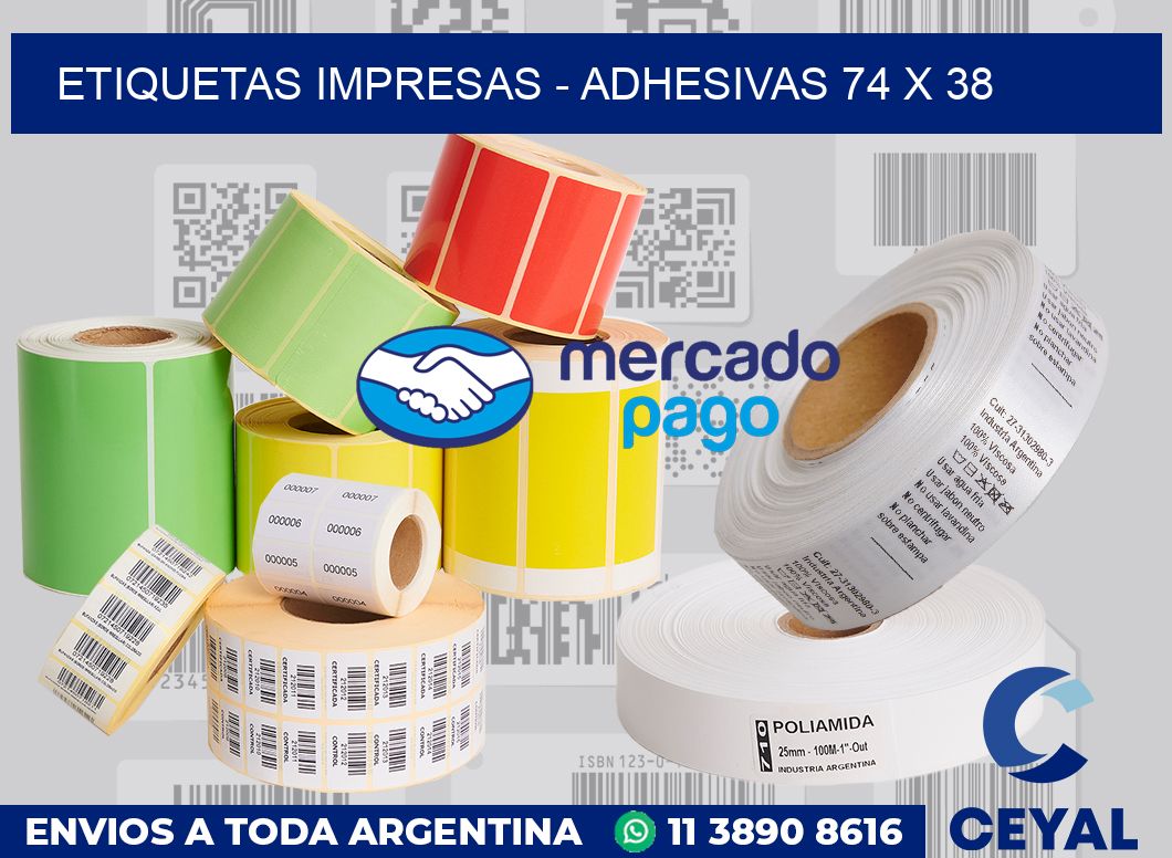 etiquetas impresas - Adhesivas 74 x 38