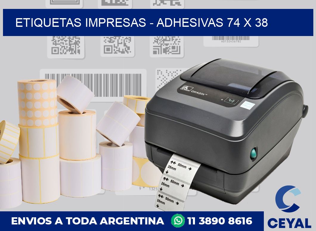 etiquetas impresas - Adhesivas 74 x 38