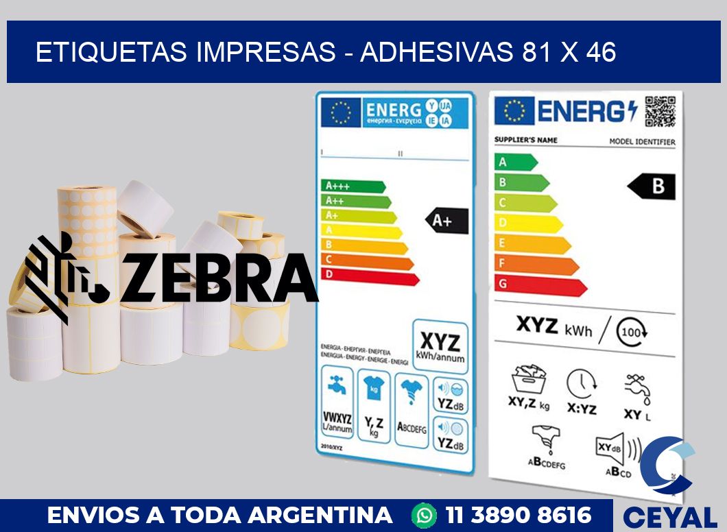 etiquetas impresas - Adhesivas 81 x 46