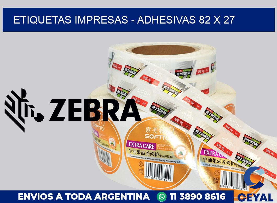 etiquetas impresas - Adhesivas 82 x 27