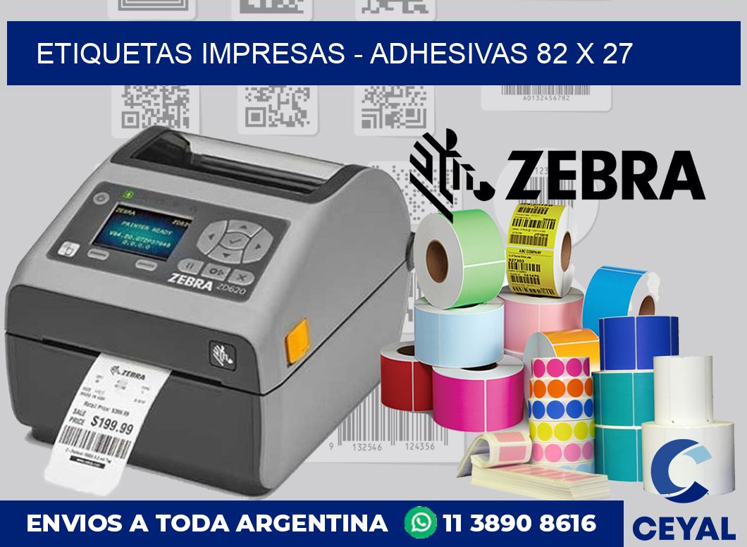 etiquetas impresas – Adhesivas 82 x 27