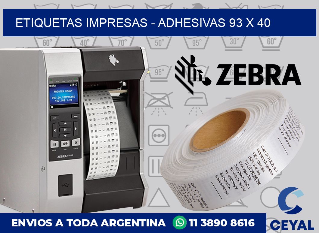 etiquetas impresas - Adhesivas 93 x 40