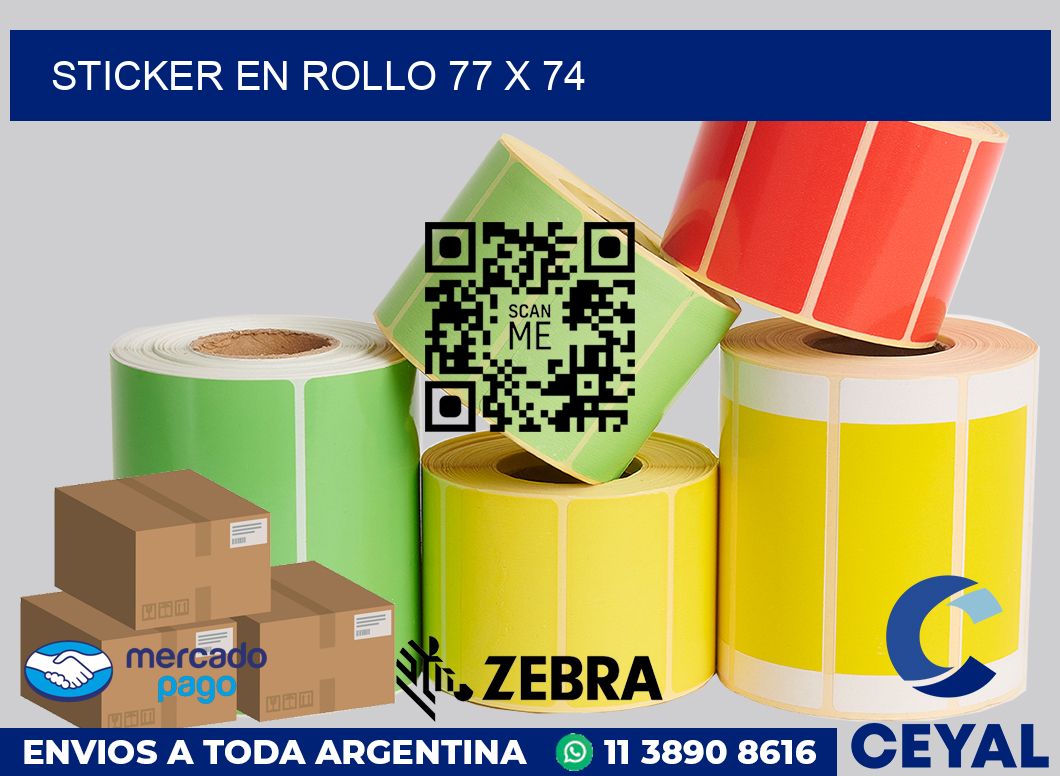 sticker en rollo 77 x 74