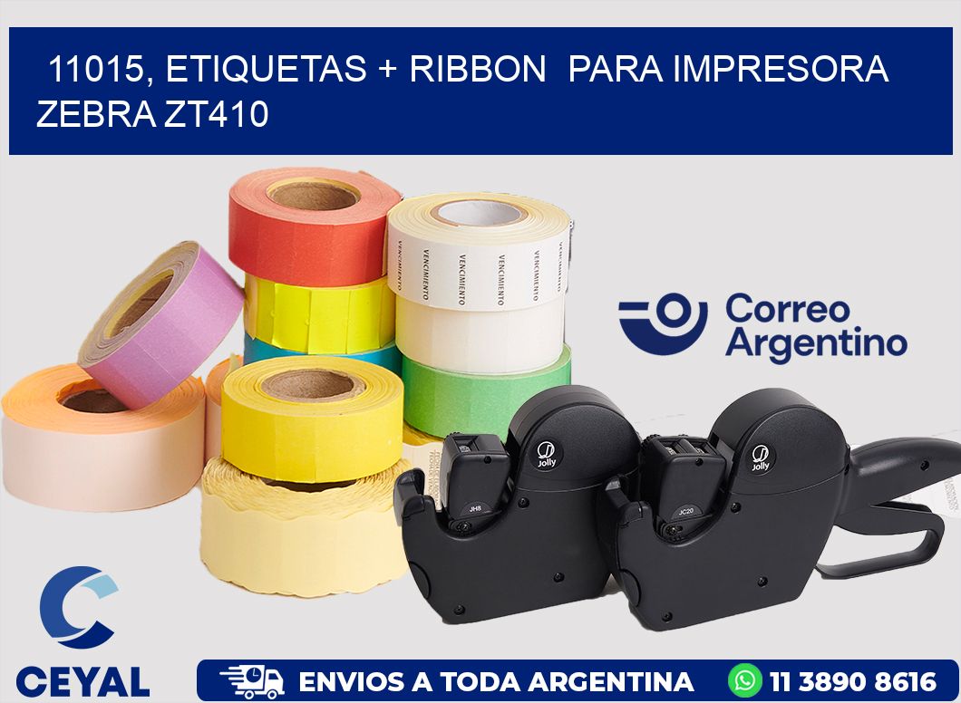 11015, etiquetas + ribbon  para impresora zebra ZT410