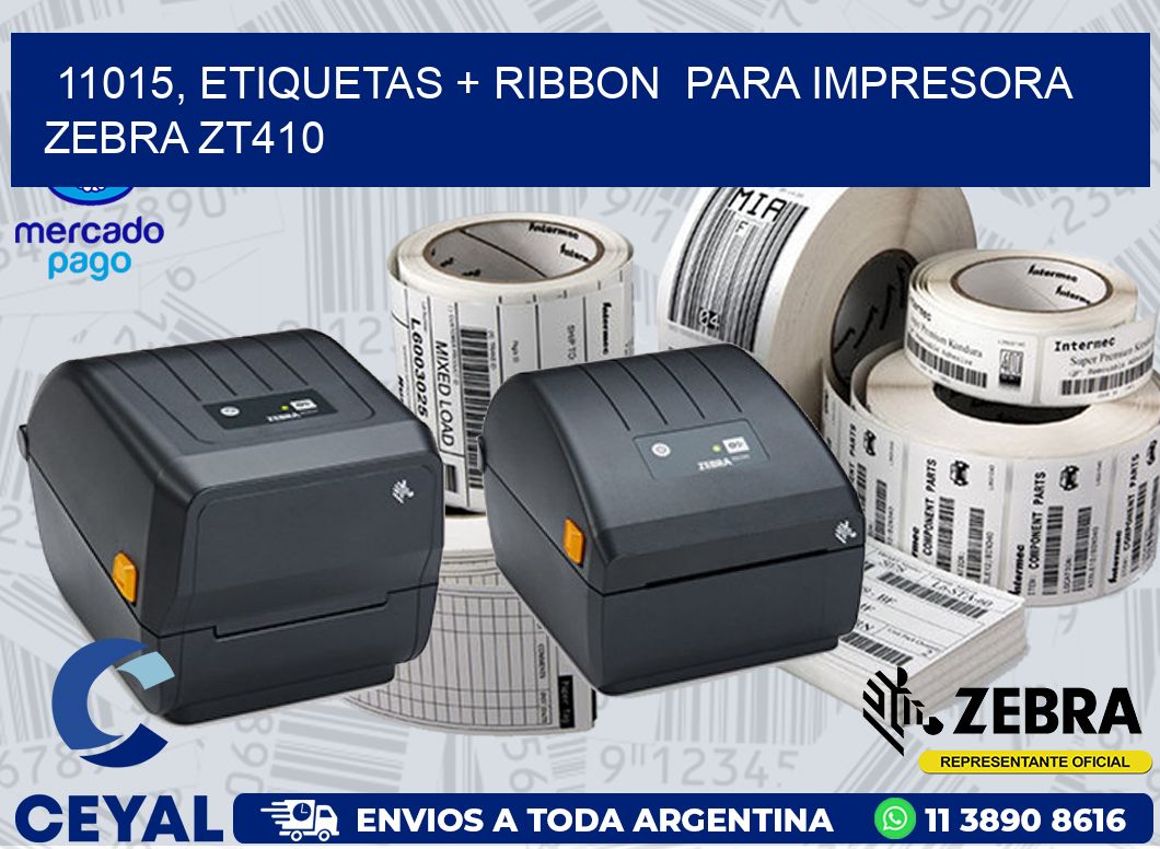 11015, etiquetas + ribbon  para impresora zebra ZT410