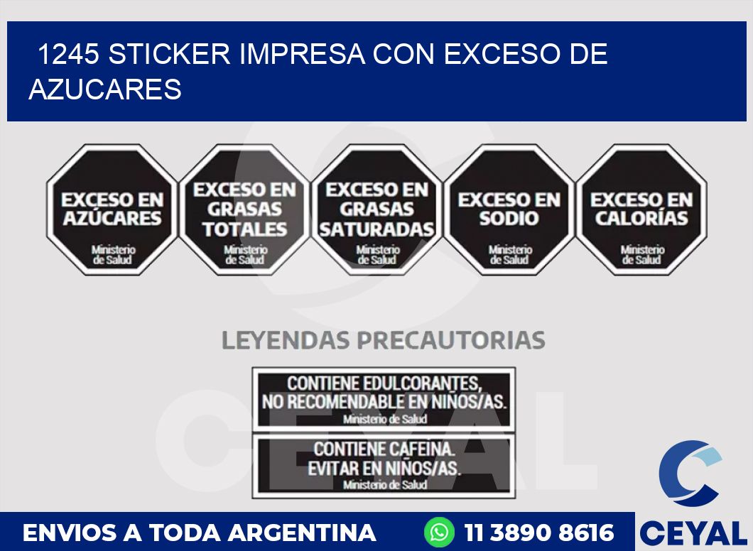 1245 STICKER IMPRESA CON EXCESO DE AZUCARES