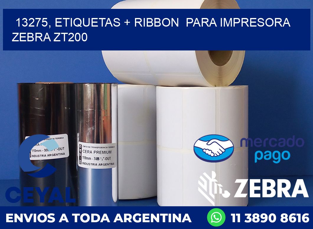 13275, etiquetas + ribbon  para impresora zebra ZT200