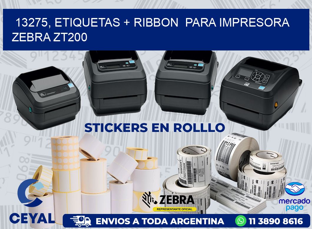 13275, etiquetas + ribbon  para impresora zebra ZT200