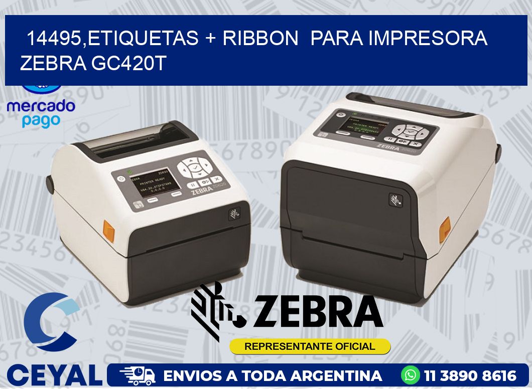 14495,etiquetas + ribbon  para impresora zebra GC420T