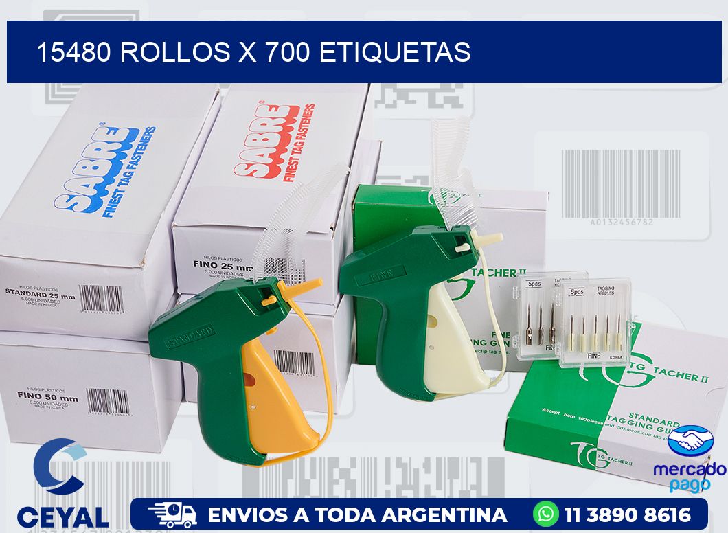 15480 ROLLOS X 700 ETIQUETAS