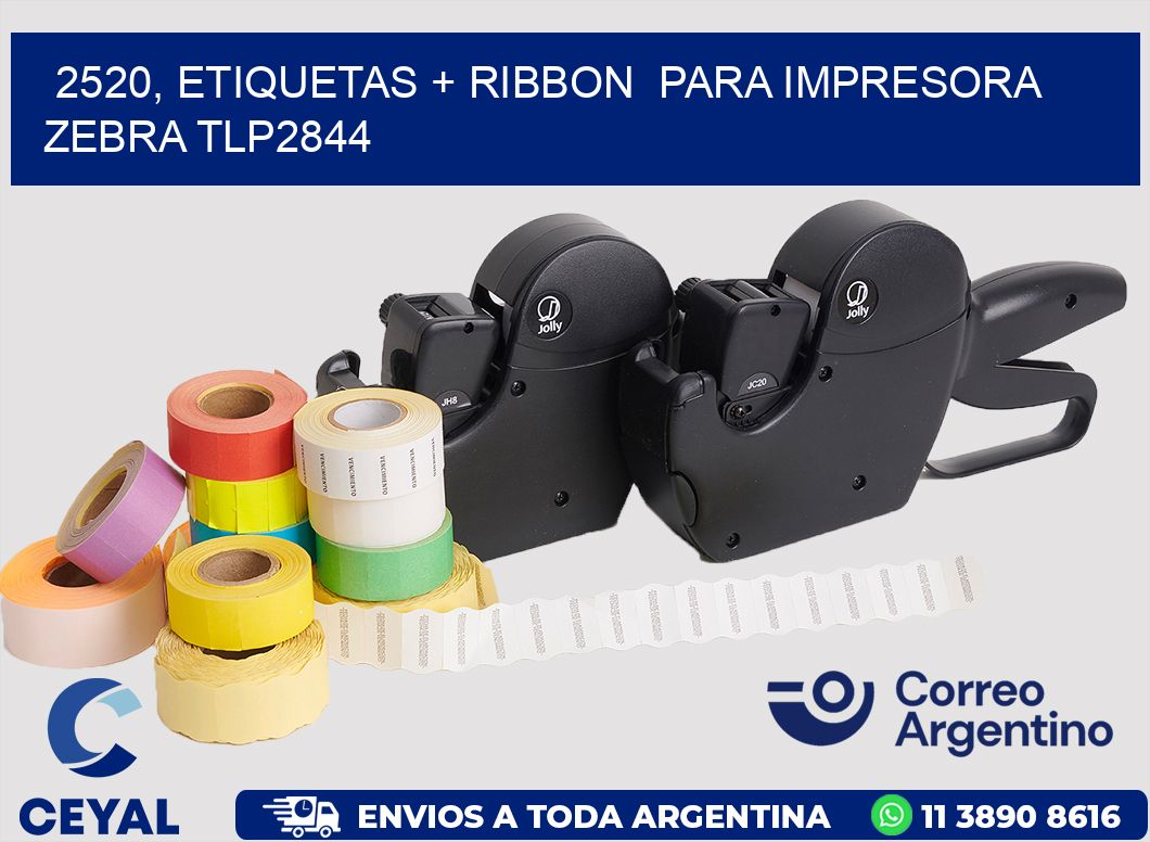 2520, etiquetas + ribbon  para impresora zebra TLP2844