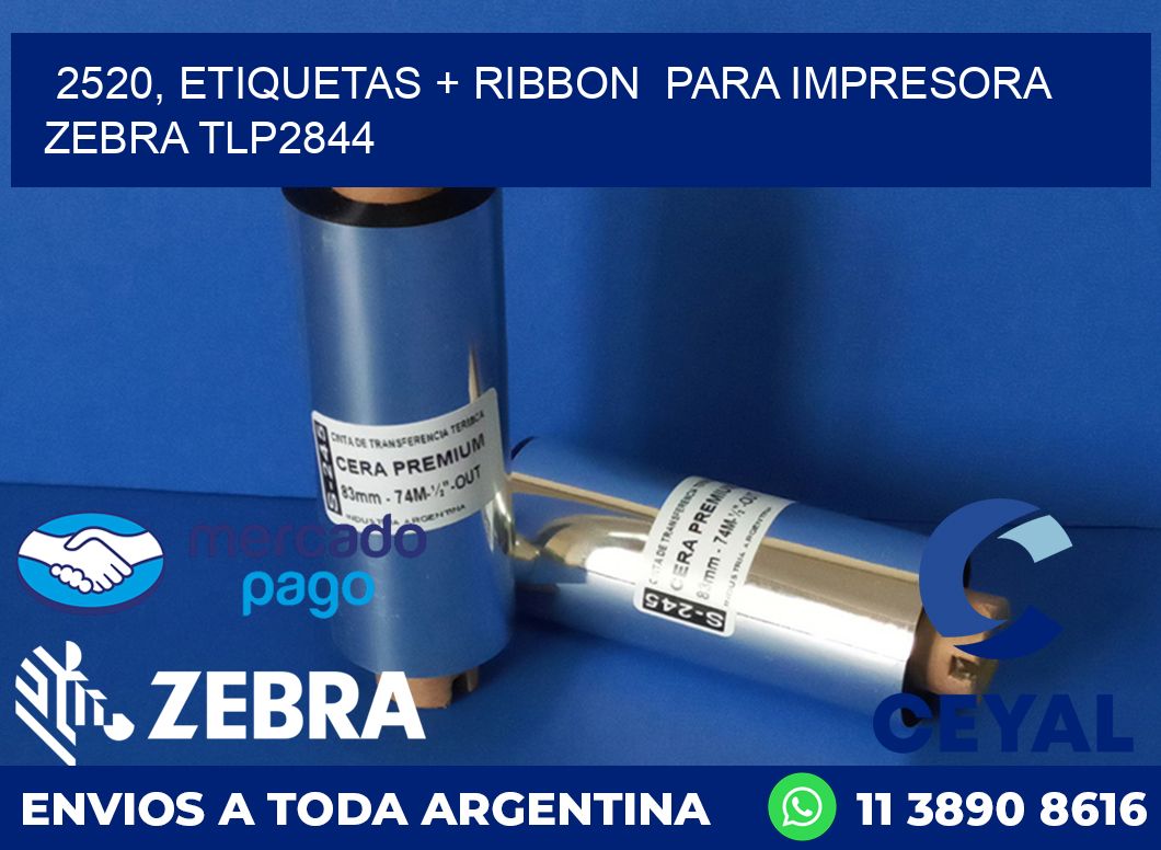 2520, etiquetas + ribbon  para impresora zebra TLP2844