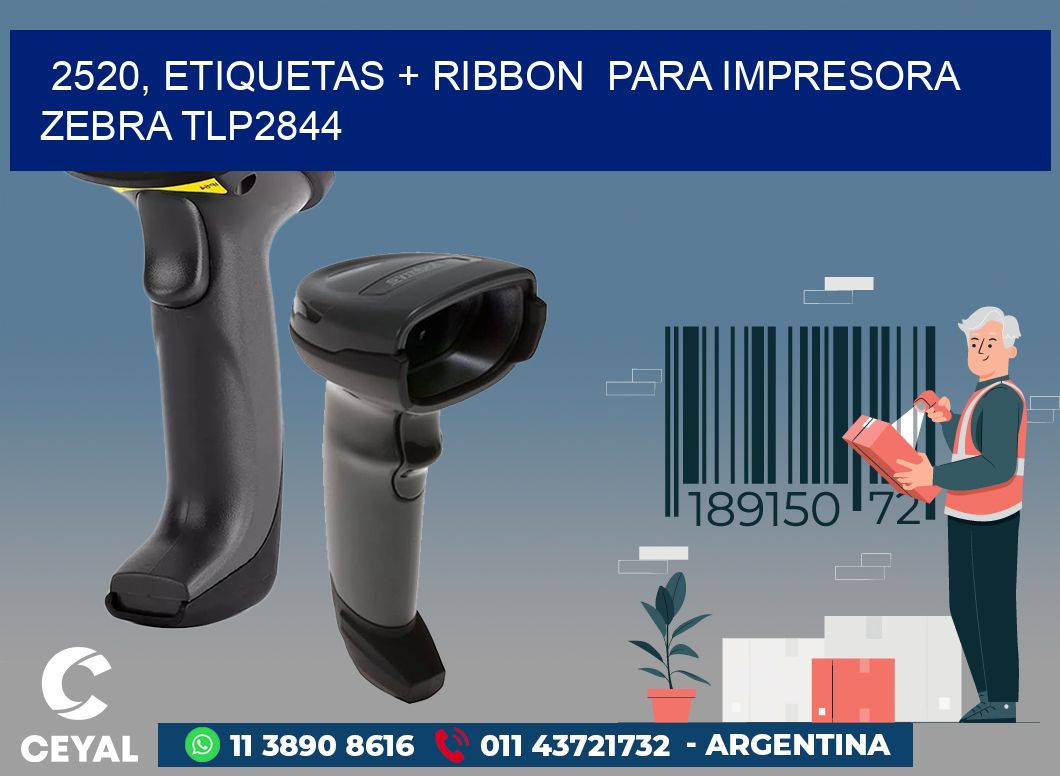 2520, etiquetas + ribbon  para impresora zebra TLP2844