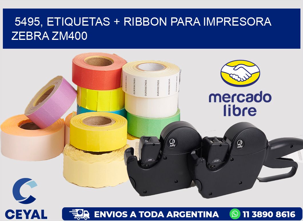 5495, etiquetas + ribbon para impresora zebra ZM400