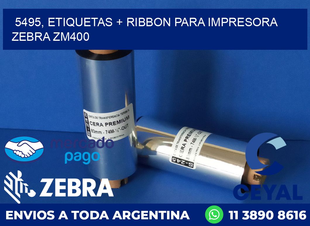 5495, etiquetas + ribbon para impresora zebra ZM400