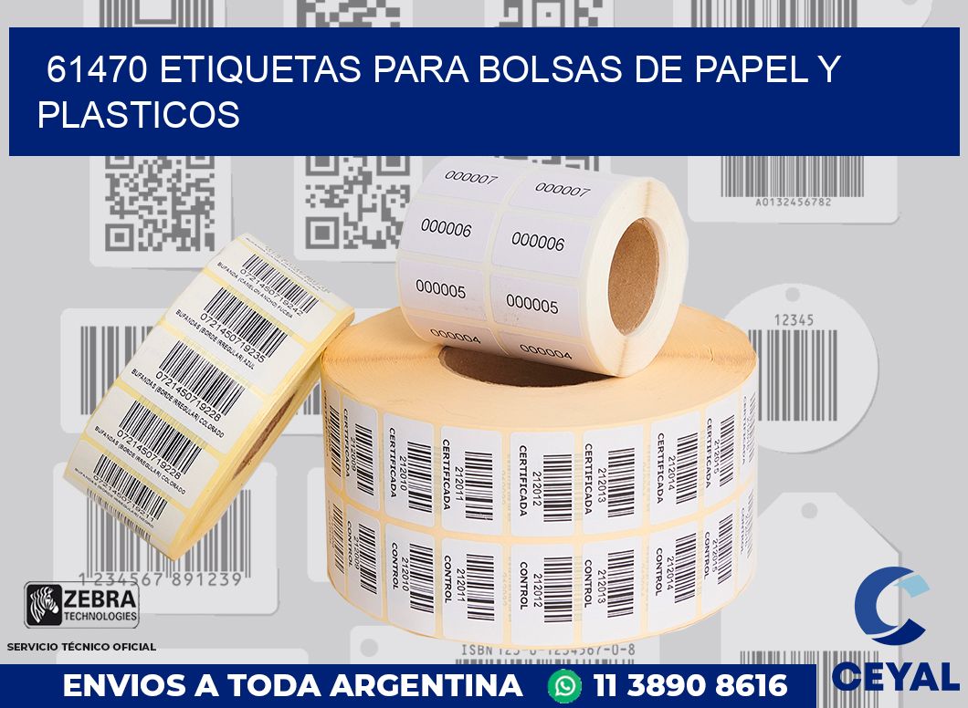 61470 ETIQUETAS PARA BOLSAS DE PAPEL Y PLASTICOS