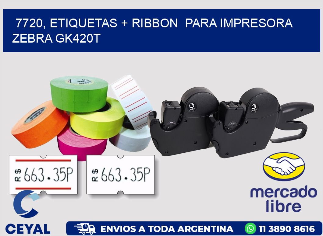 7720, etiquetas + ribbon  para impresora zebra GK420T