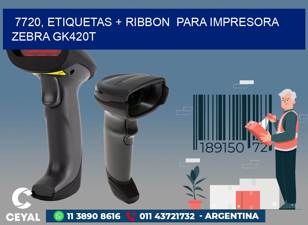 7720, etiquetas + ribbon  para impresora zebra GK420T