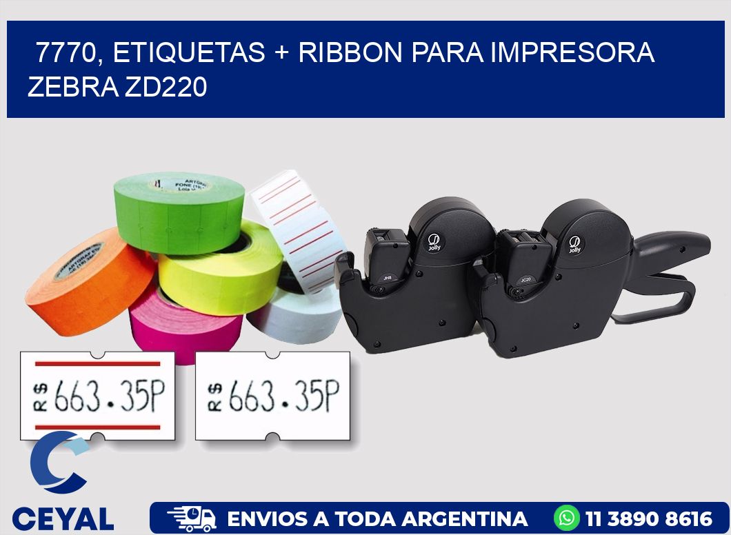 7770, etiquetas + ribbon para impresora zebra zd220