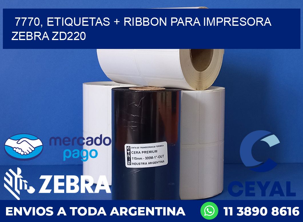 7770, etiquetas + ribbon para impresora zebra zd220