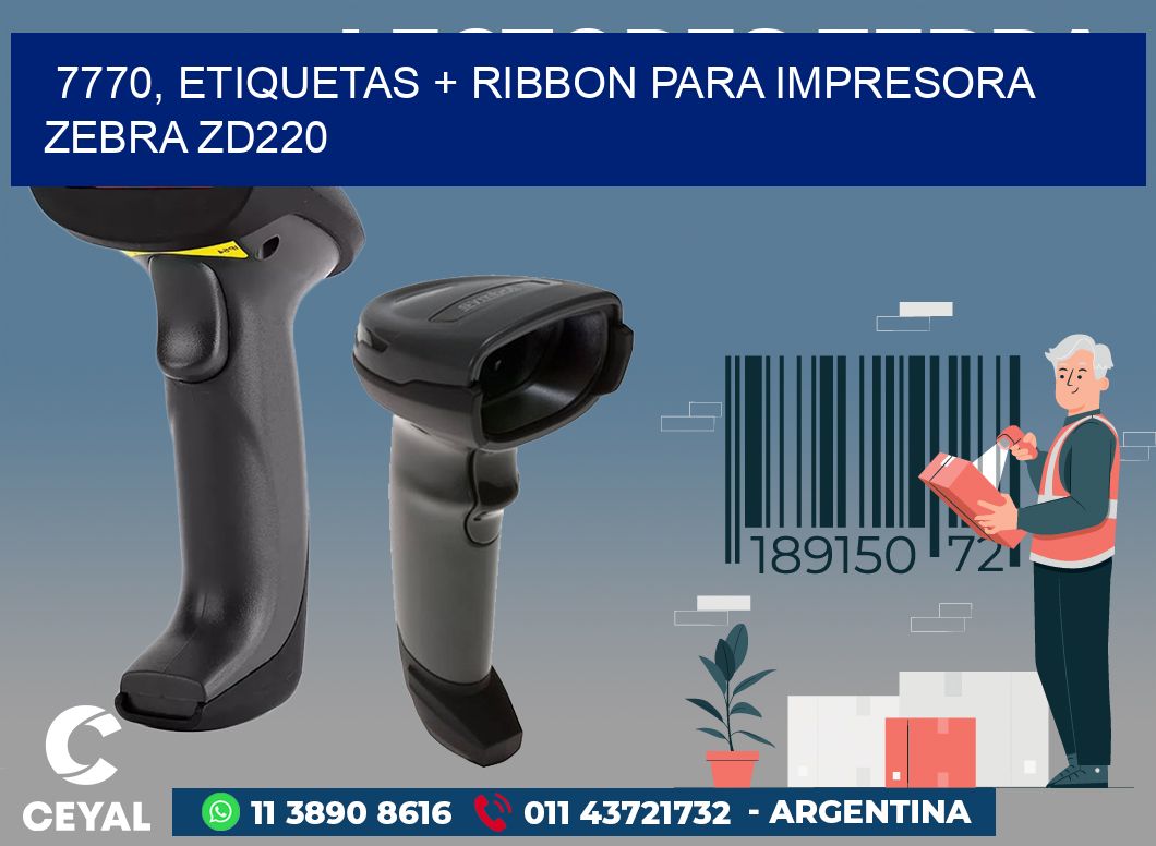 7770, etiquetas + ribbon para impresora zebra zd220