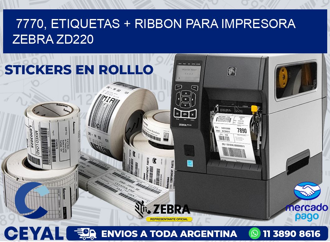 7770, etiquetas + ribbon para impresora zebra zd220