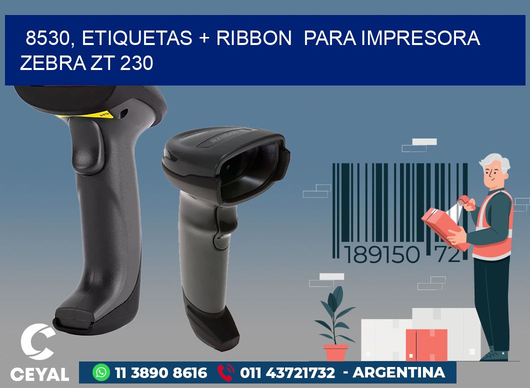 8530, etiquetas + ribbon  para impresora zebra ZT 230