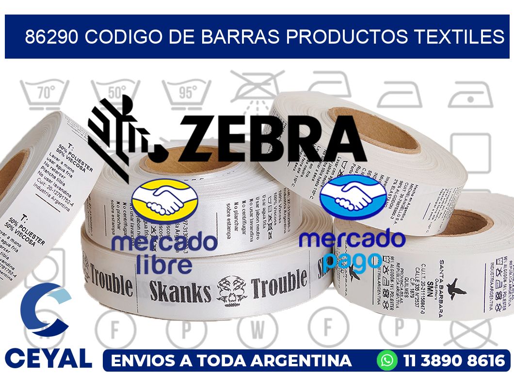 86290 CODIGO DE BARRAS PRODUCTOS TEXTILES