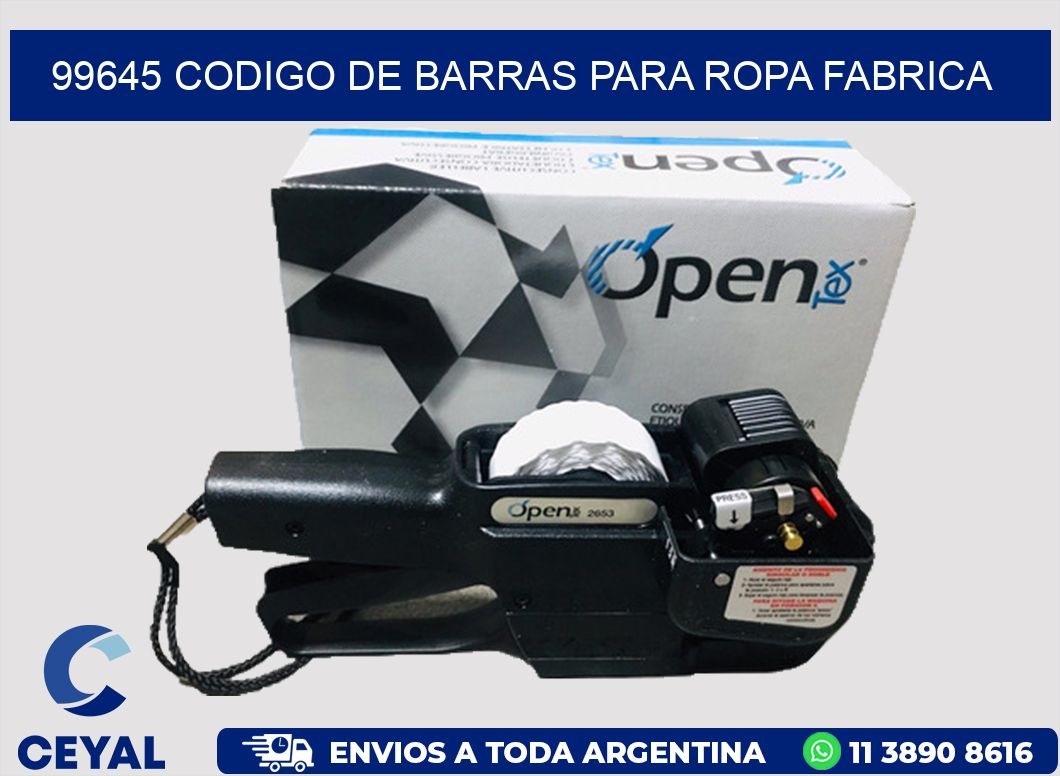 99645 CODIGO DE BARRAS PARA ROPA FABRICA