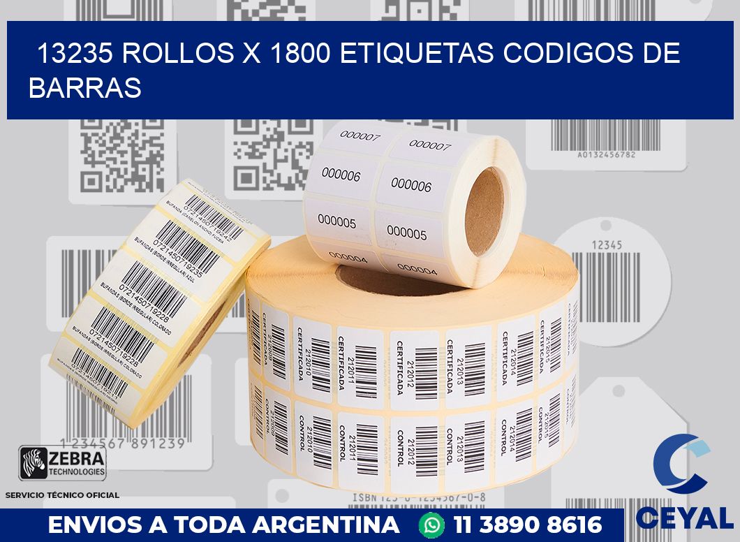 13235 Rollos x 1800 etiquetas codigos de barras