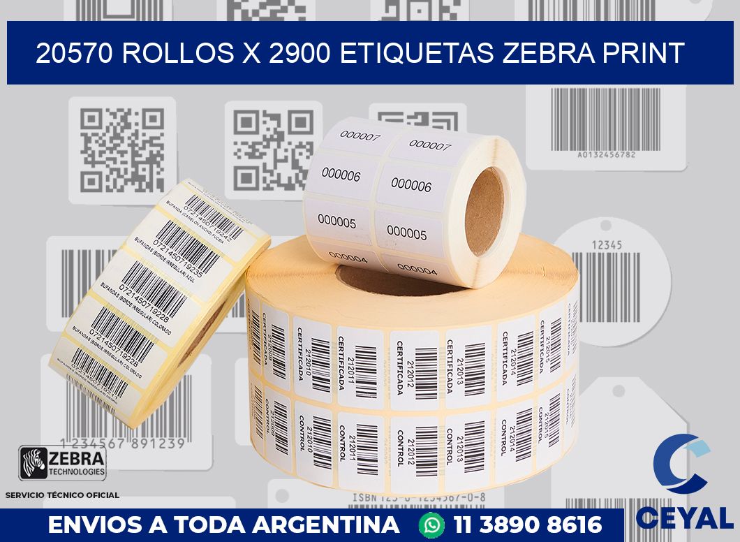 20570 Rollos x 2900 etiquetas zebra print